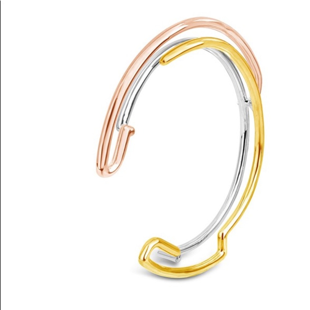 Glod Glistening Flare Cuff Bangle Sterling/18k GP